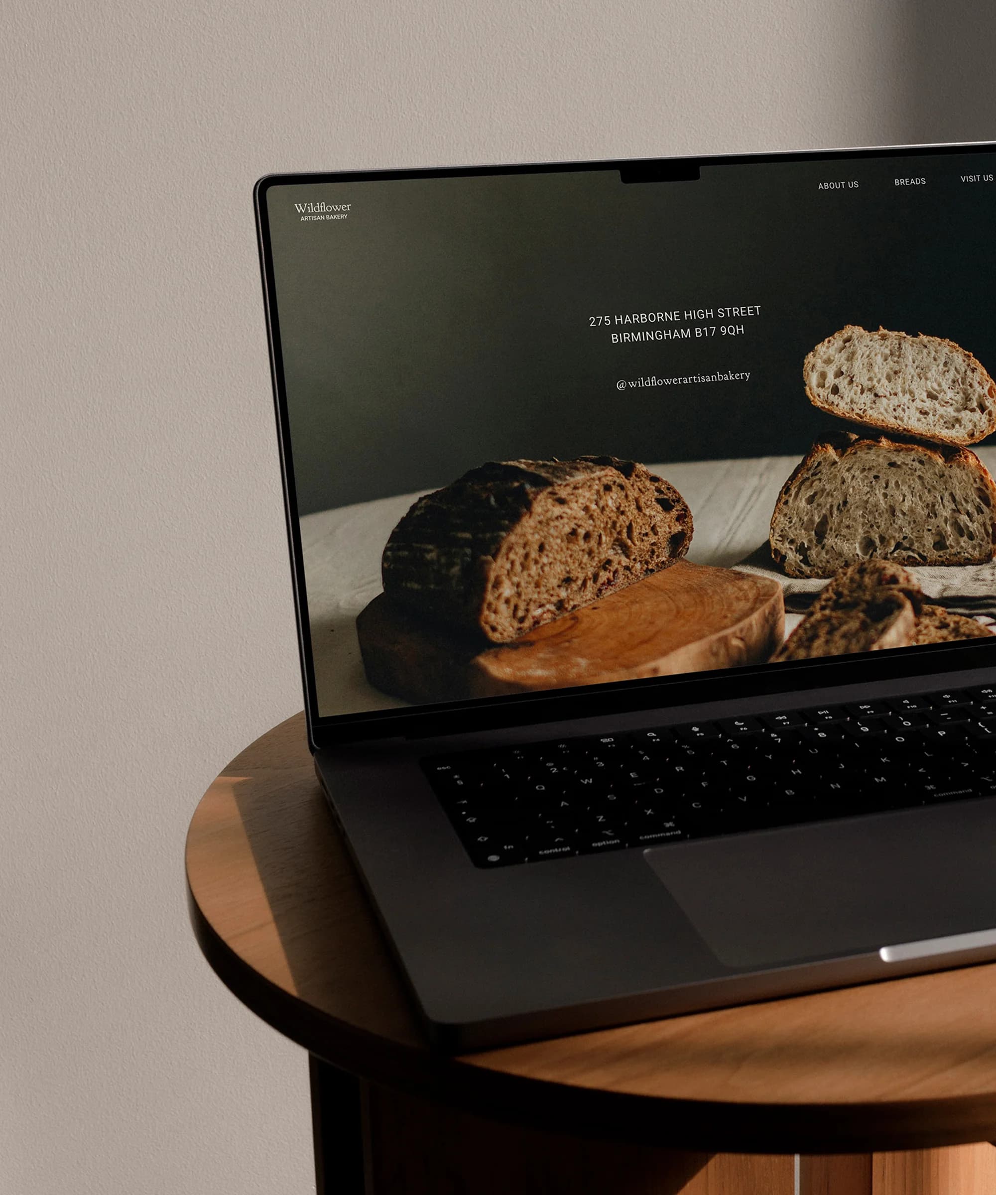 Wildflower Bakery landing page viewed on a laptop